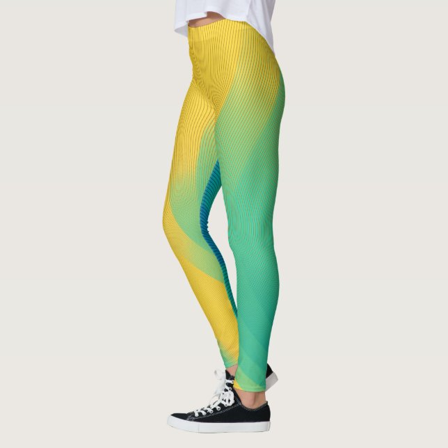 Leggings jaunes uniques avec conception abstraite (Gauche)