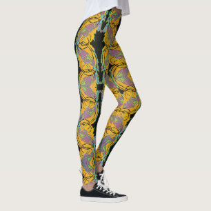 Leggings Jazz Pochoir Jardin Grasshoppers Art Déco vintage