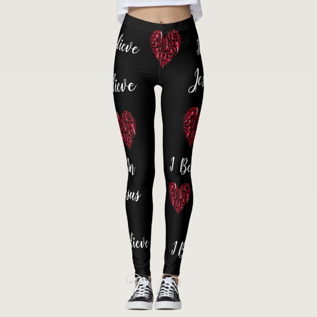Leggings Je crois aux guêtres des femmes de Jésus (Devant)