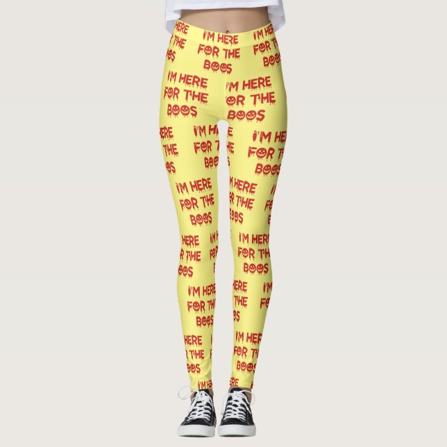 Leggings Je suis ici pour le BOOS (Version rouge) (Devant)