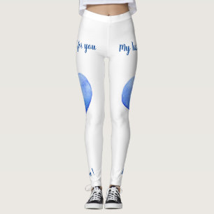 Leggings Je t'aime Cœur Bleu Mignon Saint-Valentin Flip