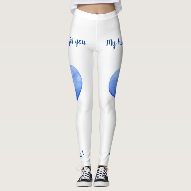 Leggings Je t'aime Cute Blue Heart Saint-Valentin    Flip (Devant)