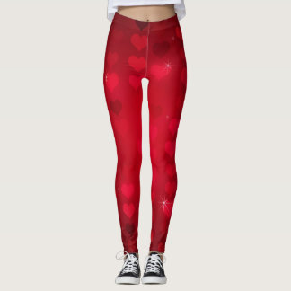 Leggings Je t'aime Saint-Valentin rouge de coeur