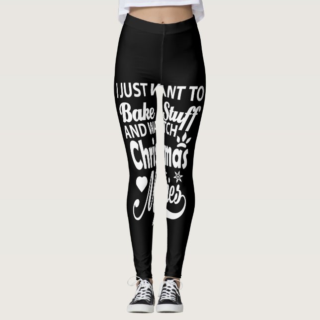 Leggings je veux juste faire des gâteaux et regarder noël m (Devant)