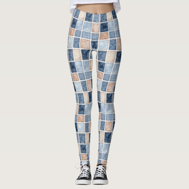 Leggings Jean bleu en denim de crème factice (Devant)