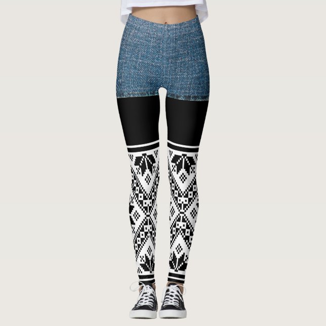 Leggings Jeans branchés et Motif bulgare (Devant)