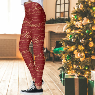 Leggings Jésus Rouge or chrétien cadeau de Noël religieux
