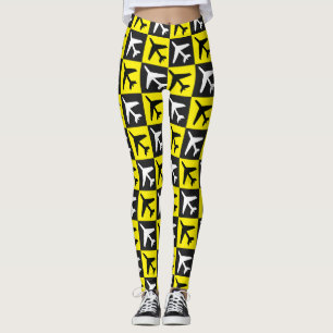 Leggings Jets volants géométriques jaunes Avion