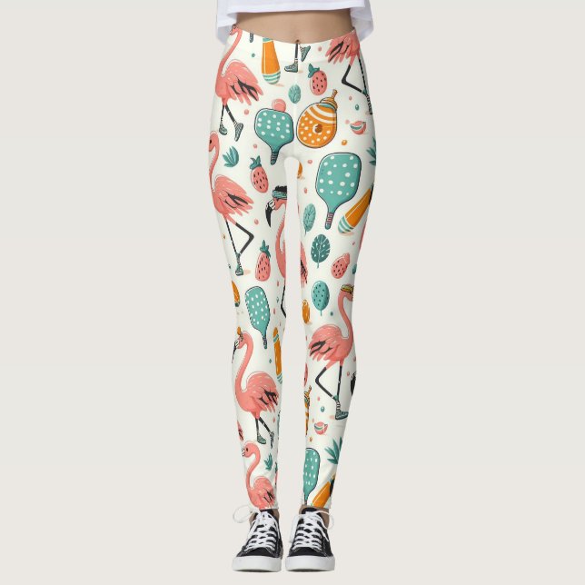 Leggings Jeu de Pickleball Tropical (Devant)