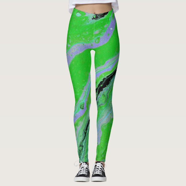 Leggings Jeu équitable 3 Lilac vert rayé Legings Abstraits (Devant)