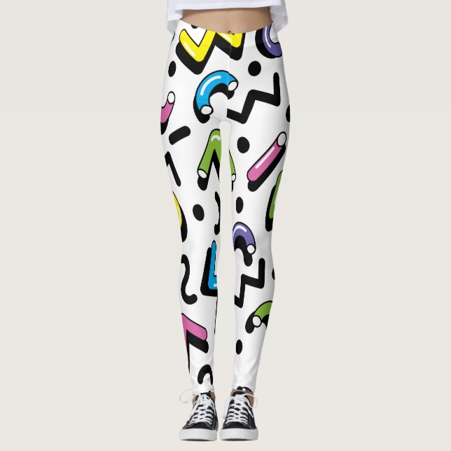 Leggings Jeu géométrique : Motif de formes de Doodles (Devant)