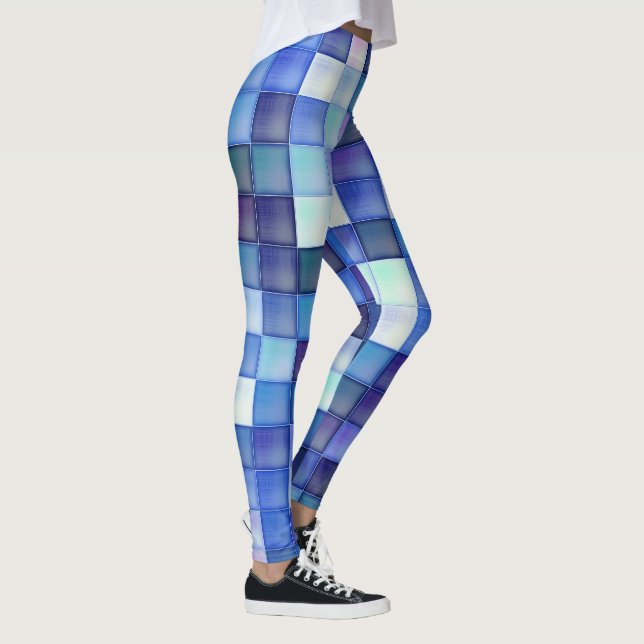 Leggings Jeu vidéo Pixels Carré bleu Motif (Droite)