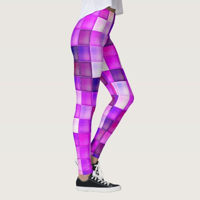 Leggings Jeu vidéo Pixels Carré rose Motif (Droite)