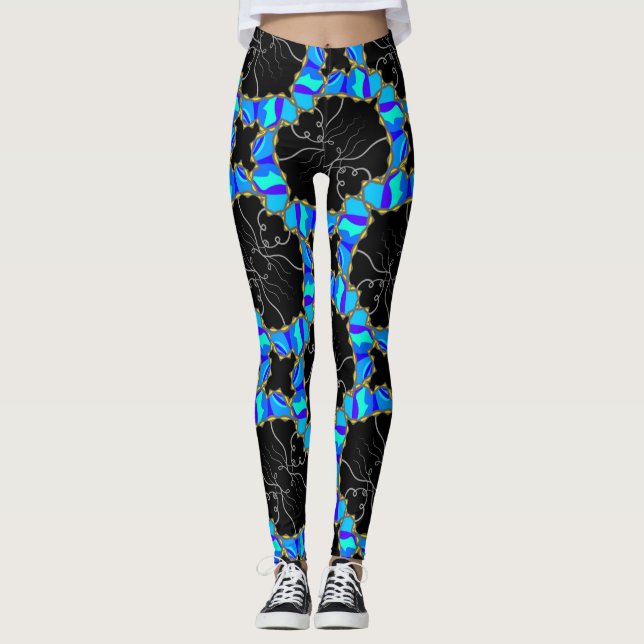 Leggings JImette Design bleu et noir (Devant)