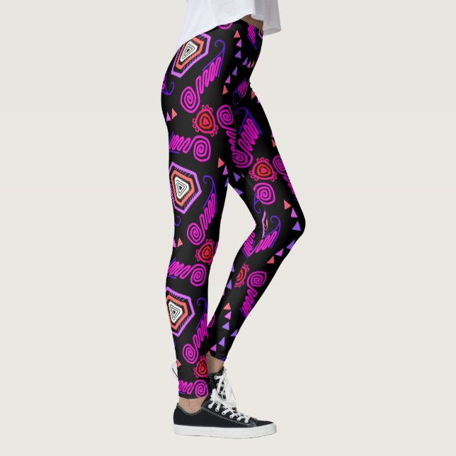 Leggings Jimette Design rouge rose blanc noir (Droite)