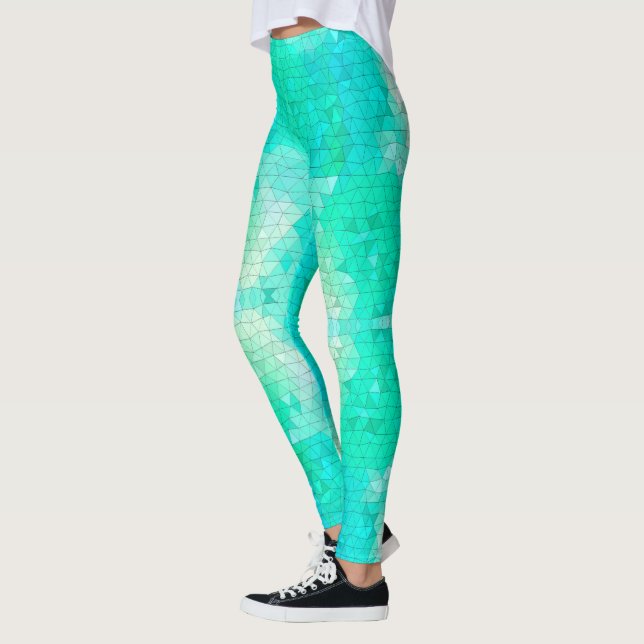 Leggings Joli Aqua Blue Green Mermaid Mosaic Motif (Gauche)