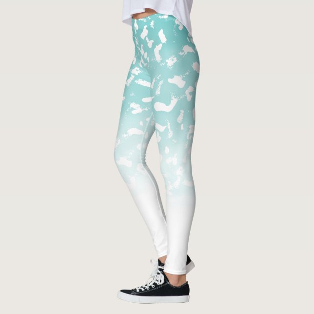 Leggings Joli Aqua White Ombre Poster de animal (Gauche)