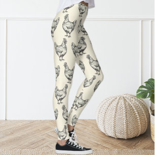 Leggings Joli Black Pastel Jaune Croquis Poulet Hen