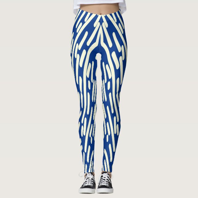 Leggings Joli blanc & bleu classique "Ratti_Creative_Arts" (Devant)