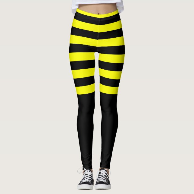 Leggings Joli Bumble Bee Style Black Yellow Stripes Motif (Devant)