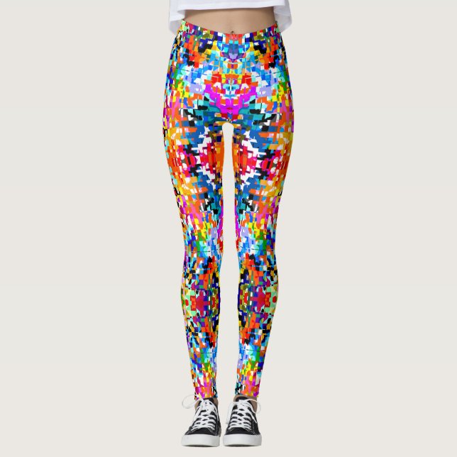 Leggings Joli carrés abstraits colorés (Devant)