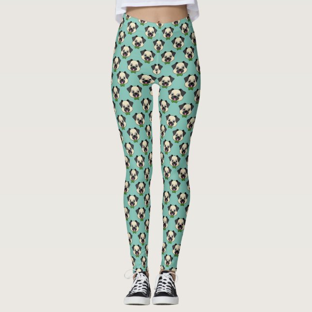 Leggings Joli chien Carlin avec Papillon (Devant)