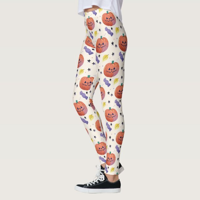 Leggings Joli Citrouille Candy Halloween (Gauche)