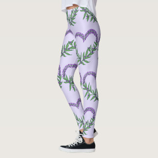 Leggings Joli cœur floral lavande