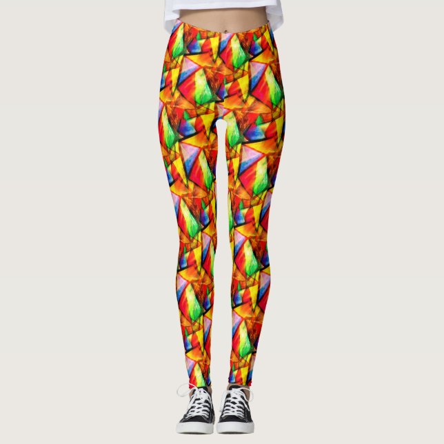 Leggings Joli coloré abstrait continu triangles motifs (Devant)