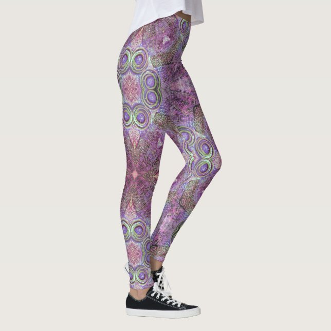Leggings Joli design Motif rose et violet (Droite)