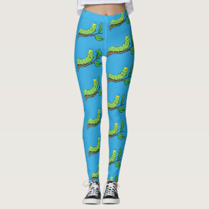 Leggings Joli dessin animé de chenille verte mignonne