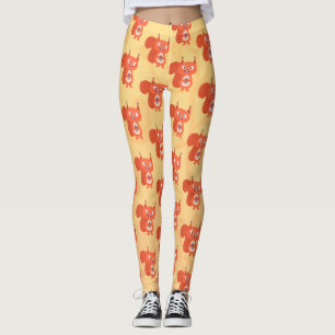 Leggings Joli dessin animé d'écureuil roux