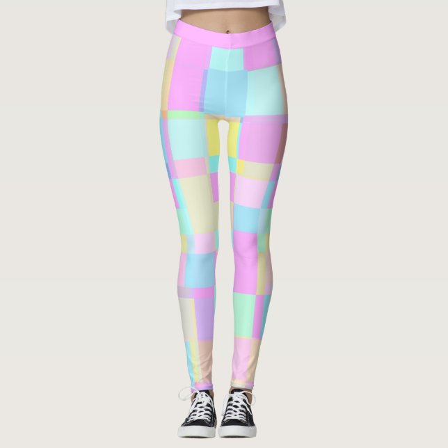 Leggings Joli En Plaid - Doux Couleur Pastel (Devant)