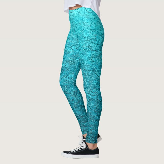 Leggings Joli Feuille turquoise (Gauche)