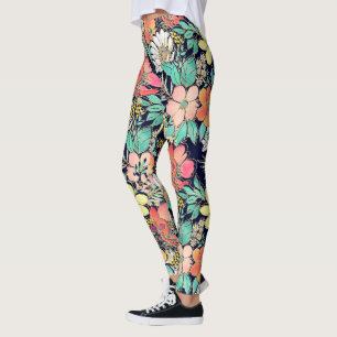 Leggings Joli Fille rose Floral Golden Strokes Design