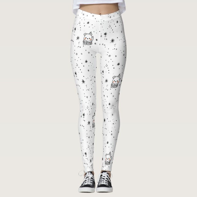 Leggings Joli flocon de neige d'ours polaire d'hiver (Devant)