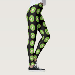 Leggings joli kawaii kiwi motif noir