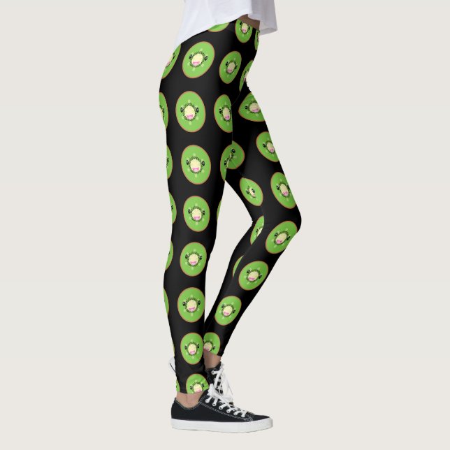 Leggings joli kawaii kiwi motif noir (Droite)
