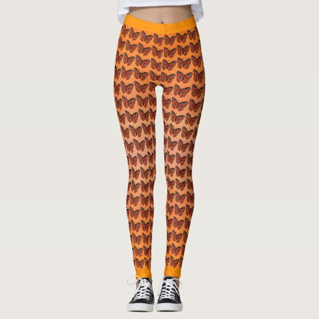 Leggings Joli Monarque d'or Papillons Tons d'orange (Devant)