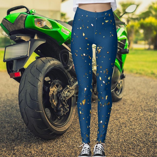 Leggings Joli motif brillant bleu or de Noël  (Créateur téléchargé)