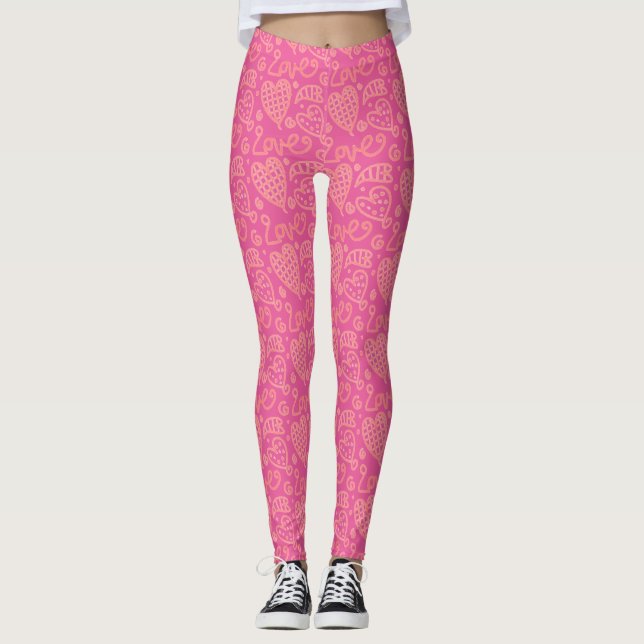 Leggings Joli Motif Cardiaque rose (Devant)