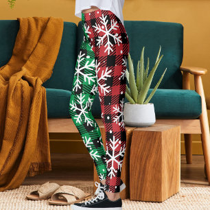 Leggings Joli motif carreau de buffle Flocons de neige Noël