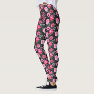 Leggings Joli Motif d'aquarelle rose gris d'hiver
