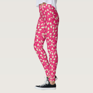 Leggings Joli motif de fleurs blanches minuscules sur fond 