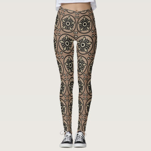 Leggings Joli motif de fleurs dans les nuances Brown