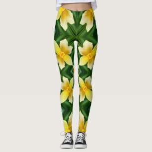 Leggings Joli Motif de fleurs jaunes