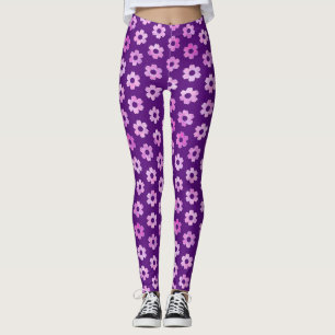 Leggings Joli Motif de fleurs violettes