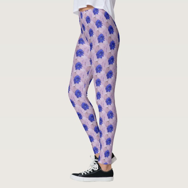Leggings Joli Motif de fleurs violettes avec Arrière - plan (Gauche)