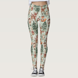 Leggings Joli motif de forêt hivernale d'animaux de la forê