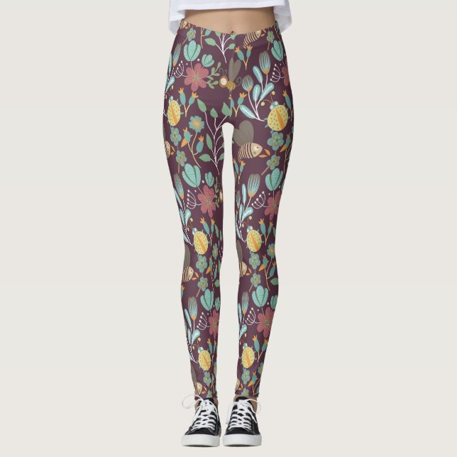 Leggings Joli Motif de printemps (Devant)